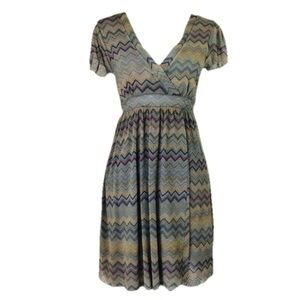 NWOT Vintage Sweet Pea By Stacy Frati Chevron Patterned V-neck Dress.  Medium